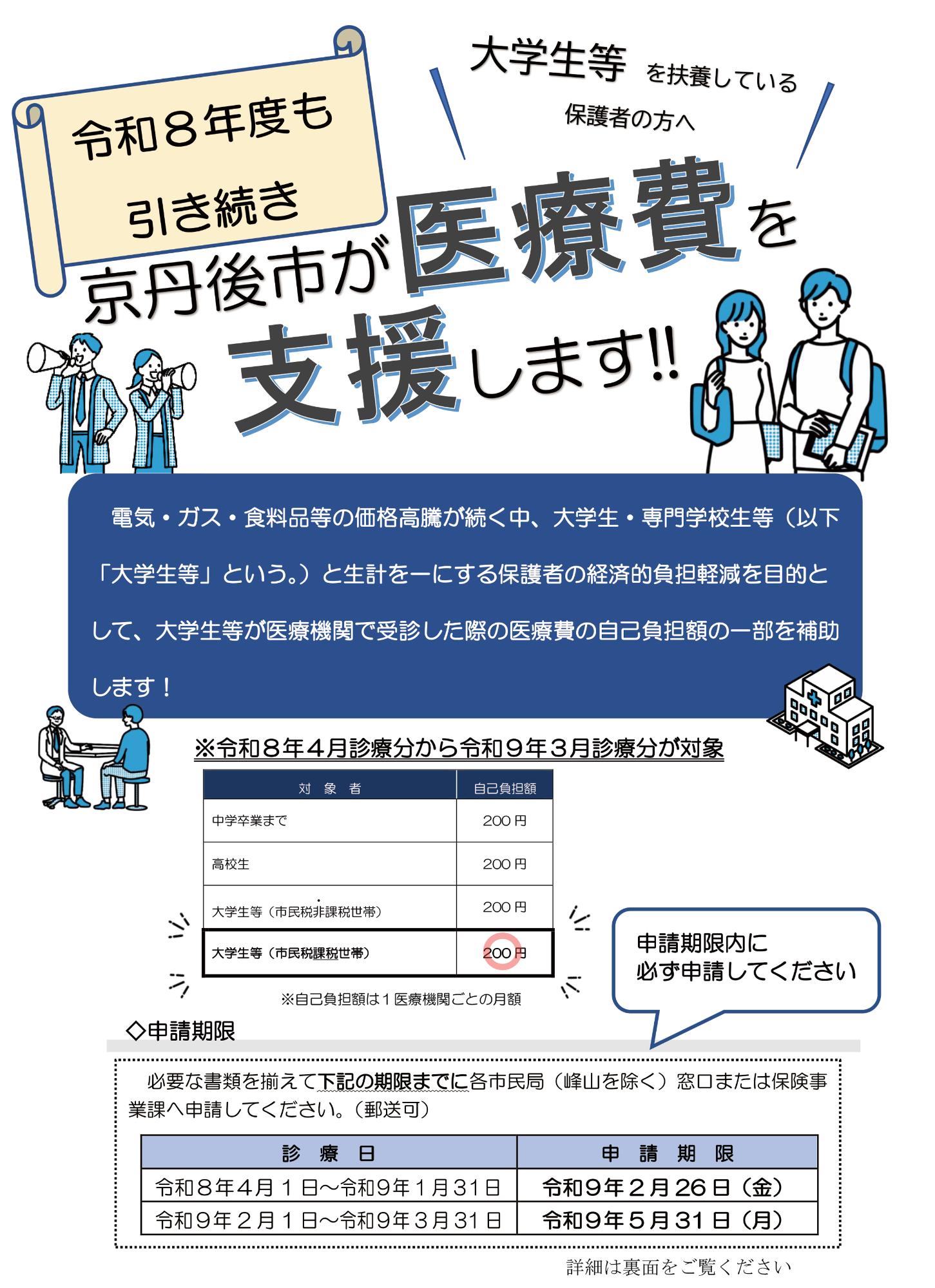 大学生等を扶養する保護者のかたへ(19歳から22歳までの大学生等への医療費の補助〈令和8年度〉)