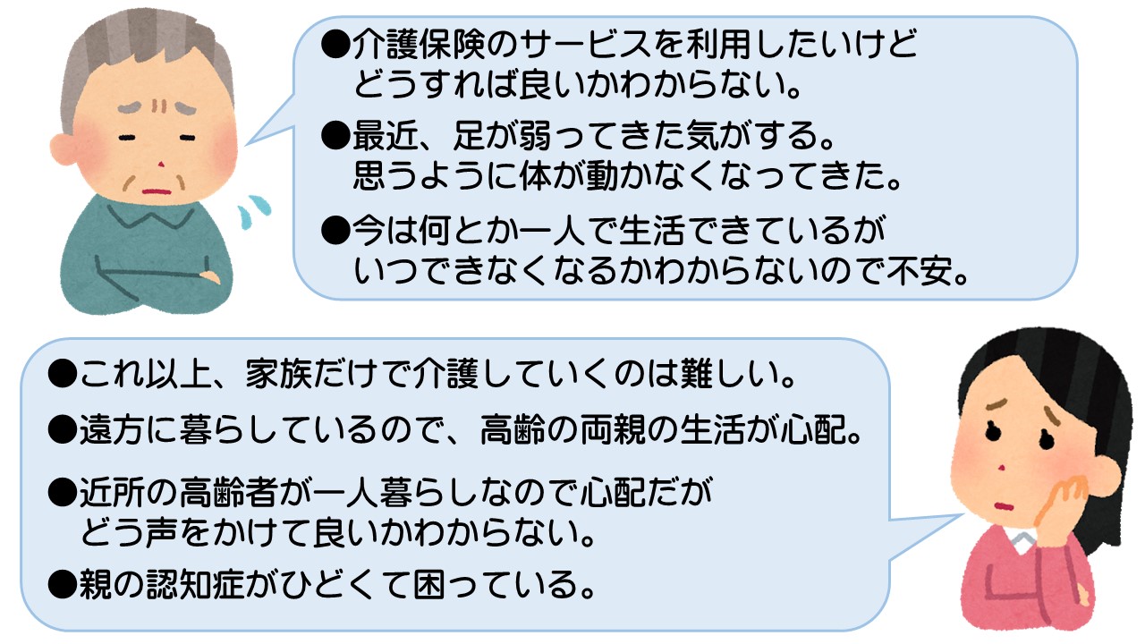 高齢者の生活全般に関する相談や悩みにお答えします