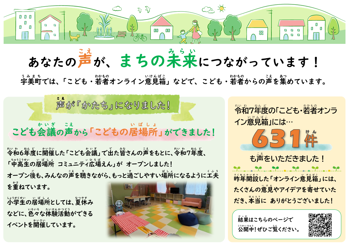 「こども・若者オンライン意見箱」に寄せられた声が、まちの未来につながっています!